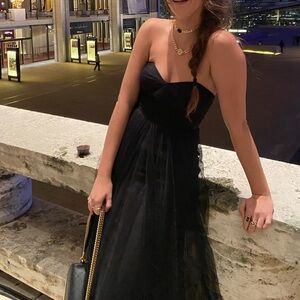 Jenny Yoo Black Dress with Sweetheart Neckline and Tulle Skirt